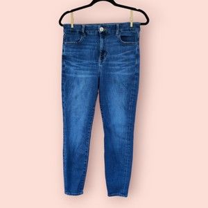 American Eagle Curvy Hi-Rise Jeggings Size 8 Short Blue Jeans Stretch Denim